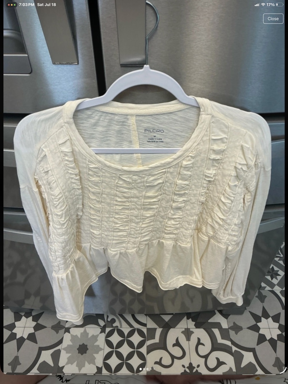Pilcro Cream Ruffled Pintuck Women's Blouse